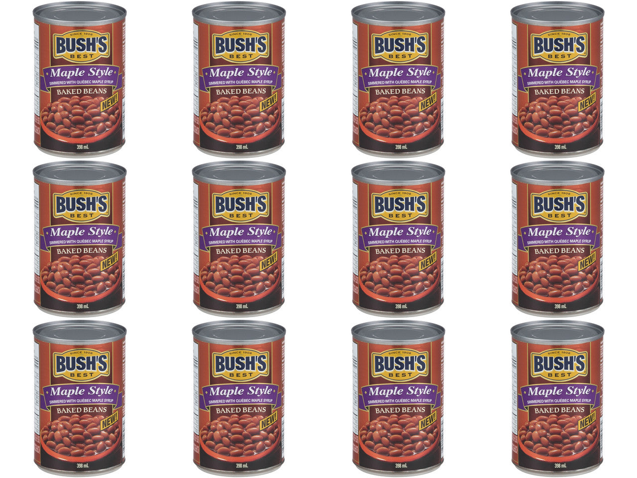 Bush's Best Maple Style Baked Beans/Quebec Maple Syrup 398ml/13.5oz., (12pk) (Imported from Canada)